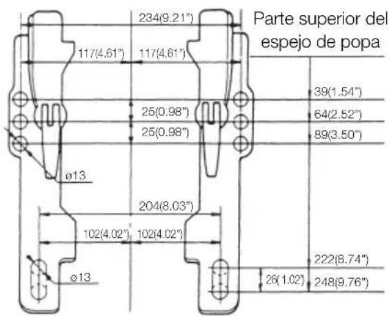 Tohatsu MWX50D2 EverRun - Esquema de las dimensiones de la sujeción de popa - 2