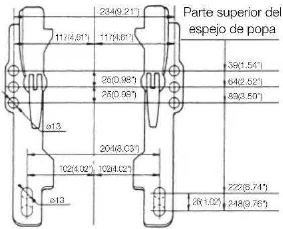Tohatsu MX50D2 EverRun - Esquema de las dimensiones de la sujeción de popa - 2