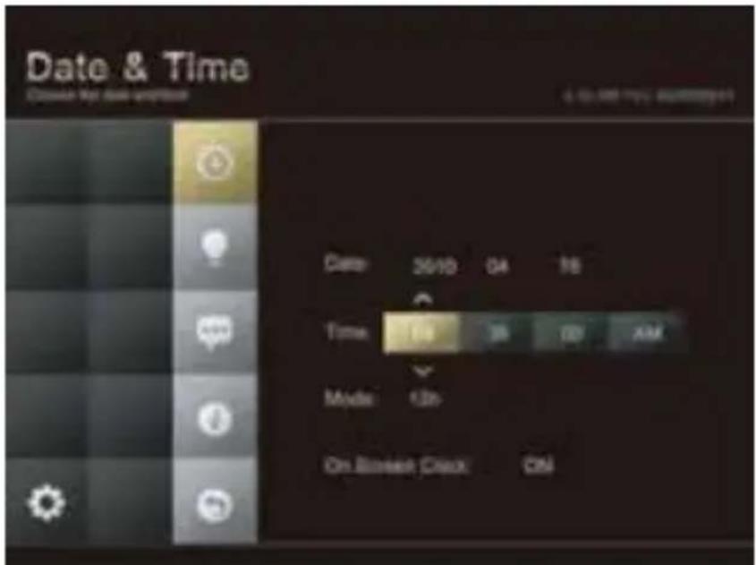 Date & Time Close for dark seconds Date: 30/10 Q4 16 Time: 18 28 127 AM Mode: 12h On Screen Check ON