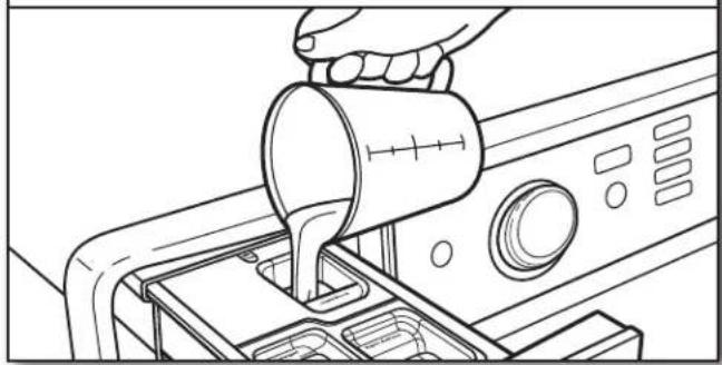 MAYTAG MHW3100DW Maxima - Ajouter de l'agent de blanchiment liquide au chlore dans le distributeur (si désiré) - 1