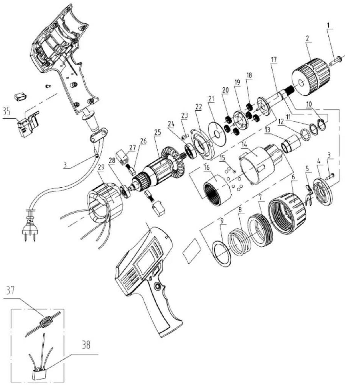 Defort DED250N - Exploded view DED-250N - 1