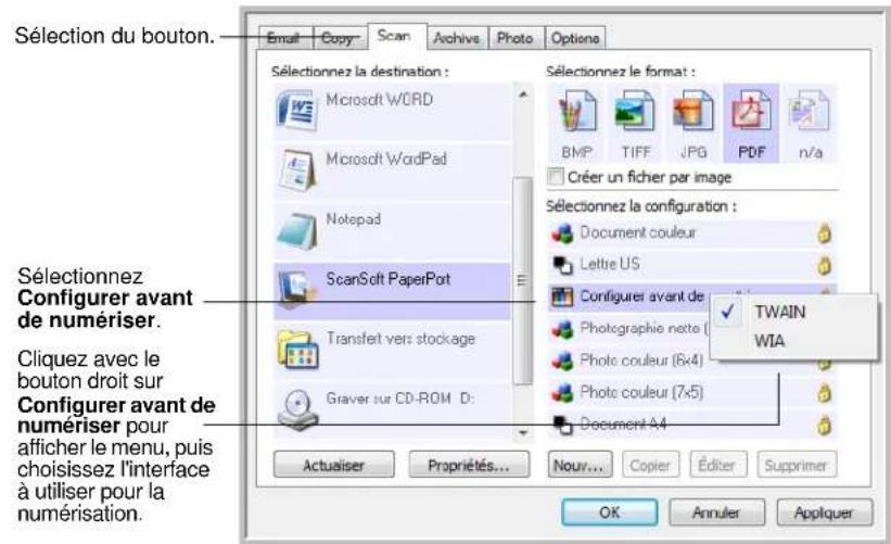 XEROX Documate 7600 - Pour définiR l'option Configurer avant de numériser : - 1