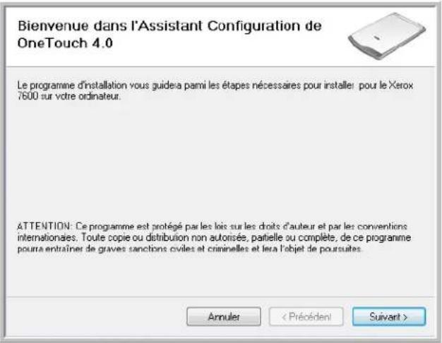 XEROX Documate 7600 - L'installation du pilote du scanneur commence - 1