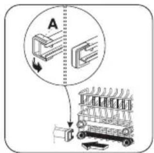 Diagram illustrating a mechanical or electrical process with labeled components and directional arrows, including a dashed line and a truck illustration.