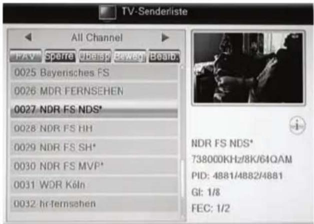 XORO HRT 8300 - TV-Senderliste - 1