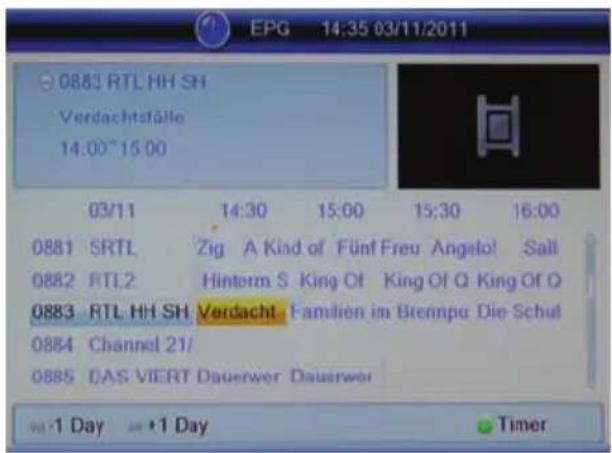 XORO HRT 8300 - Layout of the EPG window - 2