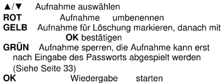 XORO HRT 8300 - Aufnahmeliste - Aufnahmen abspielen - 1