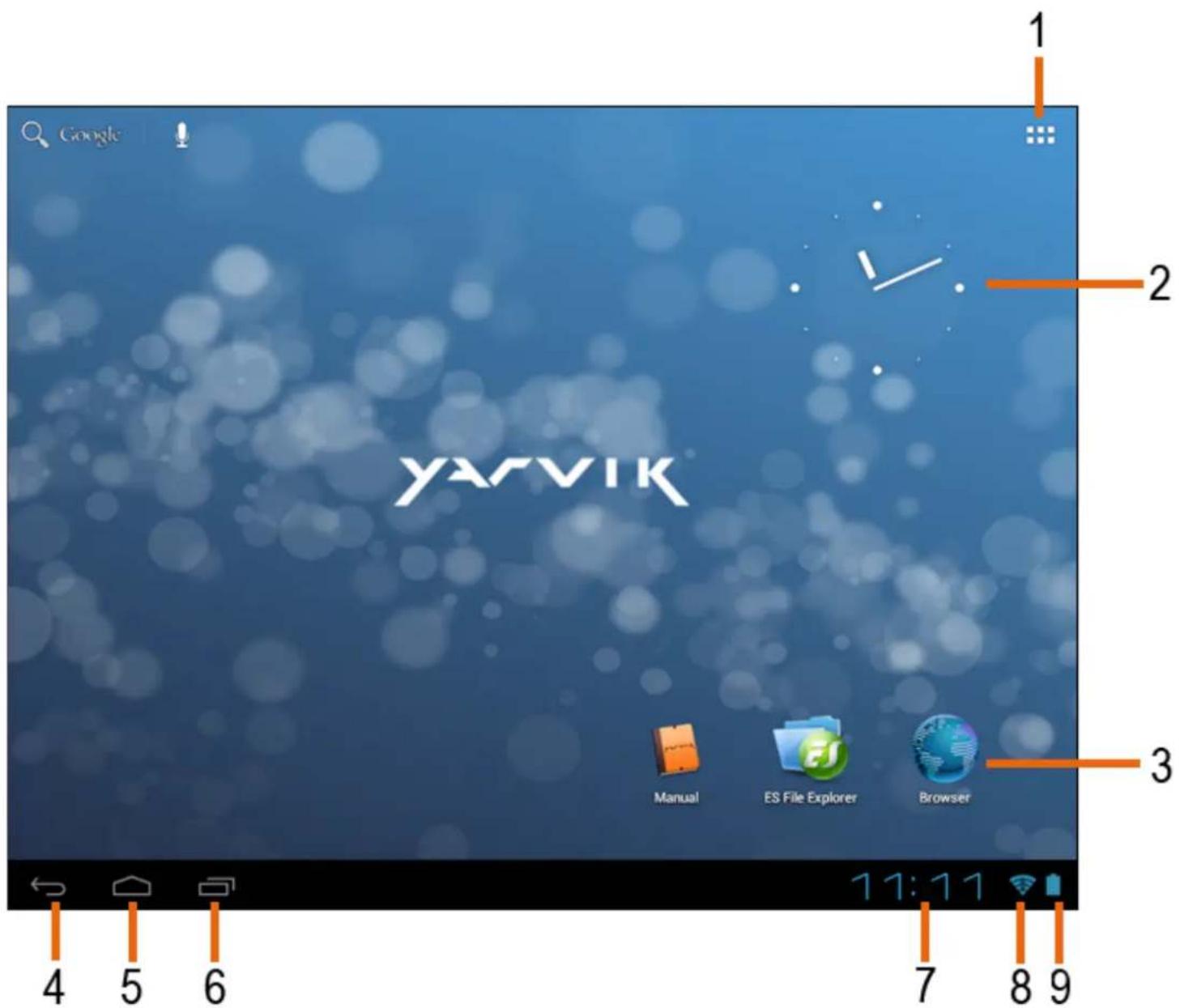 Yarvik Luna 8 - Page d'accueil Android - 1