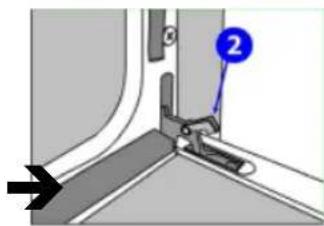 Technical diagram showing a mechanical assembly with labeled component '2' and directional arrow