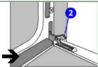 Technical diagram showing a mechanical assembly with labeled component '2' and directional arrow