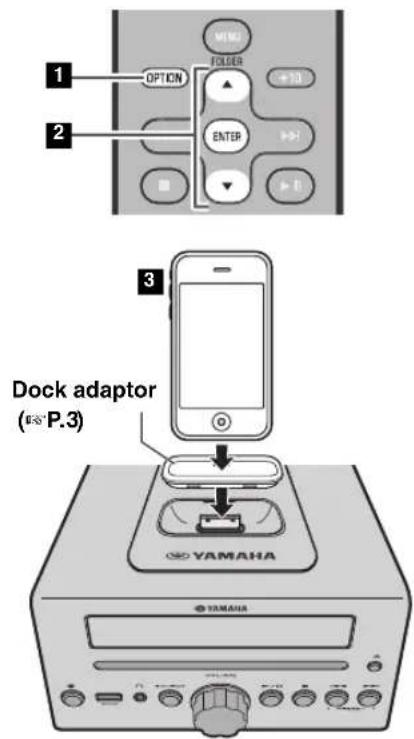 1 OPTION 2 FOLDER +10 ENTER 3 Dock adaptor (※ P.3) YAMAHA