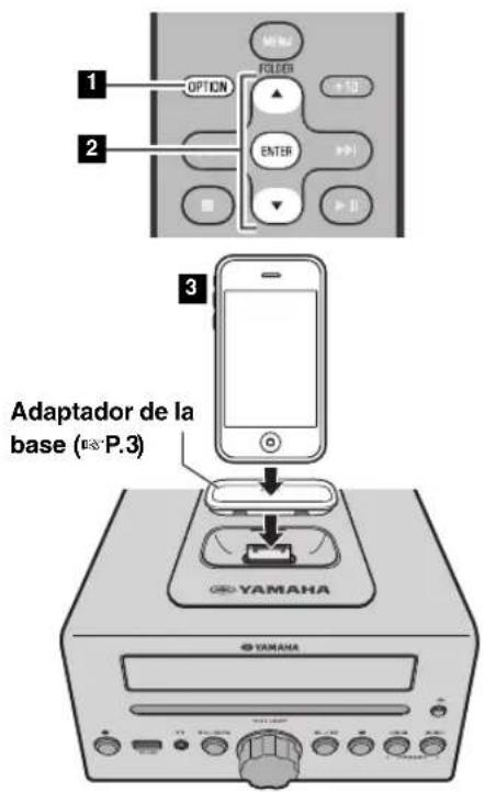 1 OPTION 2 FOLDER +10 ENTER 3 Adaptador de la base (v8-P.3) YAMAHA