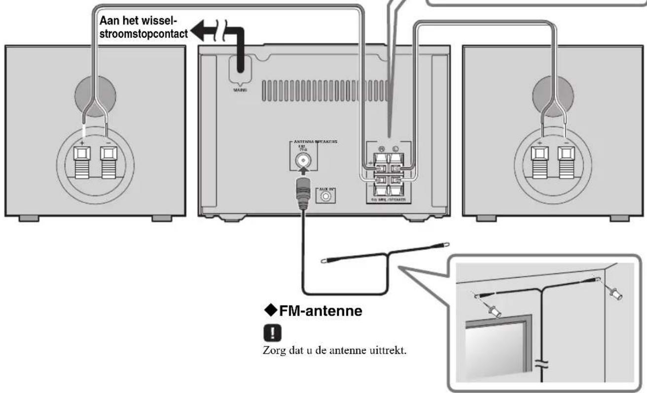 Aan het wissel- stroomstopcontact ANTENNA SPEAKERS FM ALUX INT FM-antenne Zorg dat u de antenne uittrekt.
