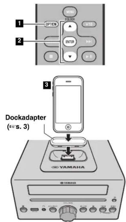 1 OPTION 2 FOLDER ENTER 3 Dockadapter (ES'S. 3) YAMAHA