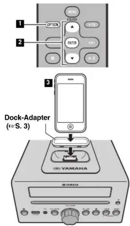 1 OPTION 2 FOLDER ENTER 3 Dock-Adapter (※S. 3) YAMAHA