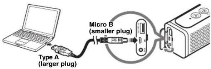 Type A (larger plug) Micro B (smaller plug)