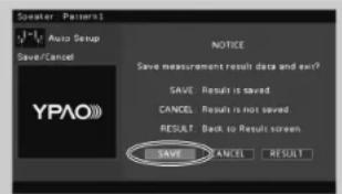 YAMAHA CXA5000 - Utilice las teclas del cursor para seleccionar "SAVE" y pulse ENTER. - 1