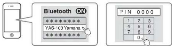 YAMAHA YAS93 - Выберите "YAS-103 Yamaha" в списке устройств Bluetooth на устройстве. - 1
