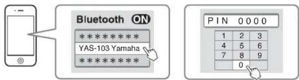 YAMAHA YAS93 - Drücken Sie die BLUETOOTH-Taste auf der Fernbedienung der Soundbar, um Bluetooth als Eingangsquelle auszuwählen. - 2