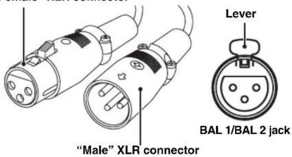 "Male" XLR connector Lever BAL 1/BAL 2 jack
