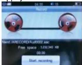 Record Next: /ARECORD/Aud0002.sac Free space : 1,232.945 KB 00:00 Start recording