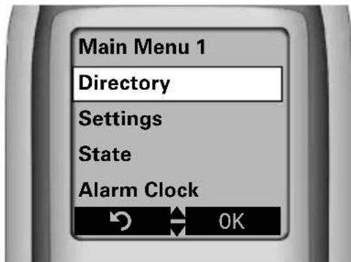 SIEMENS optiPoint WL2 professional - Main menu - 1