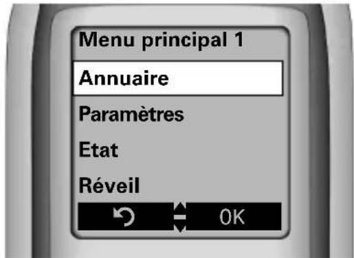 SIEMENS optiPoint WL2 professional - Menu principal - 1