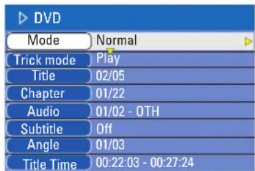 PHILIPS HTS5800H - Utilisation des options ⓘ+ (INFO) options - 2