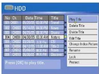 PHILIPS HTS5800H - Accès au menu d'édition de titre du disque dur - 2