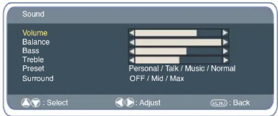 SANYO 42LE1 - Sound menu - 1