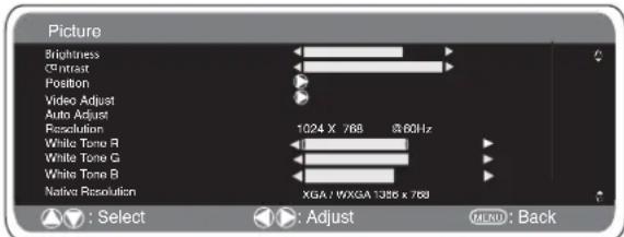 SANYO 42LE1 - PC menu settings - 2