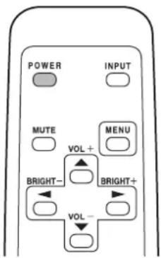 POWER INPUT MUTE VOL+ MENU BRIGHT- BRIGHT+ VOL-