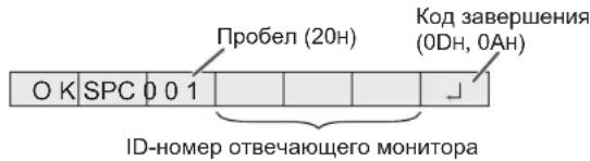 Пробел (20н) Код завершения (0Дн, 0Ан) О К SPC 0 0 1 ID-номер отвечающего монитора