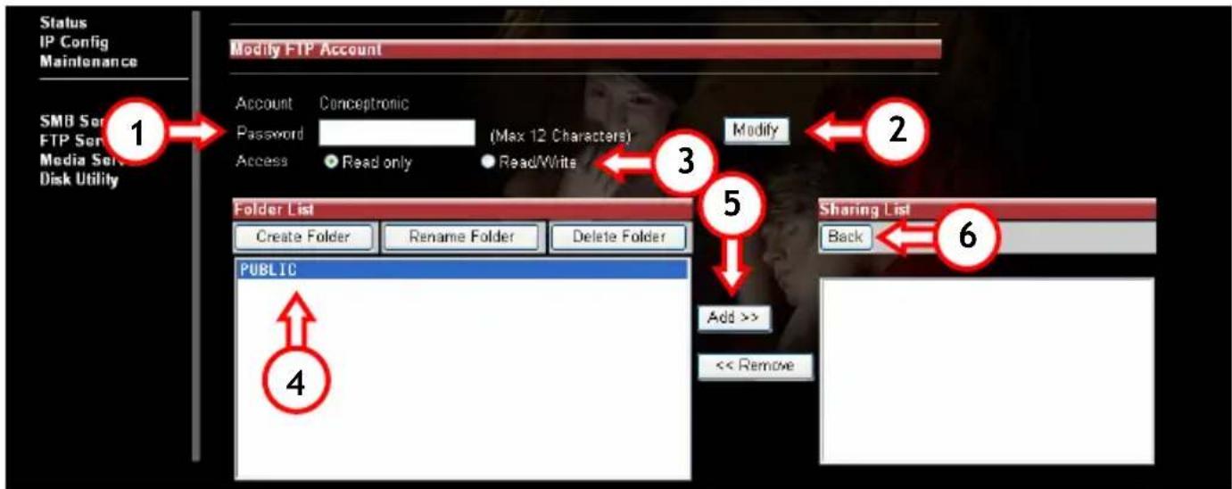 CONCEPTRONIC CHD3NET - "Modify FTP Account" Menu - 1