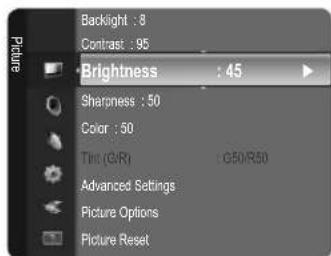 REMINGTON LE22B450C4W - Adjusting the Brightness to 80 - 3