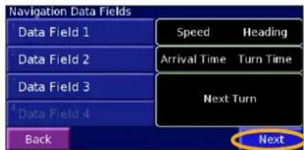 GARMIN StreetPilot 2720 - Customizing the Map Data Fields - 6