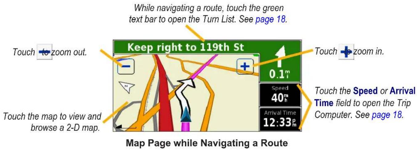 GARMIN StreetPilot 2720 - Viewing the Map Page - 1