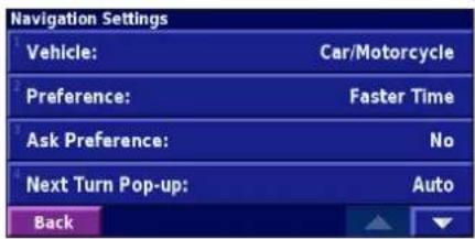 GARMIN StreetPilot 2720 - Changing the Navigation Settings - 1
