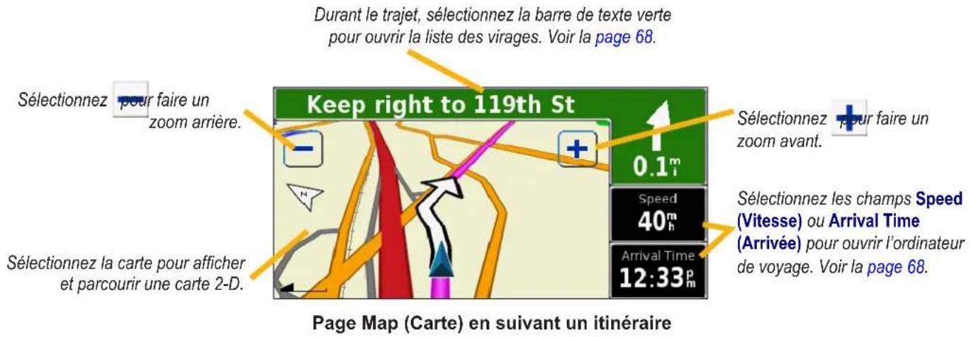 GARMIN StreetPilot 2720 - Affichage de la page Map (Carte) - 1