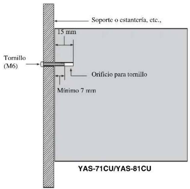 YAMAHA YAS81 - Instalación del sistema central utilizing los orificios para tornillos - 2