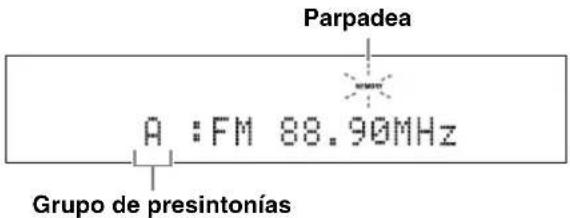 YAMAHA YAS81 - Pulse AE varias vezes para seleccionar un grupo de presintonias (de A a E)@m间隙s este parpadeando el indicator MEMORY. - 1