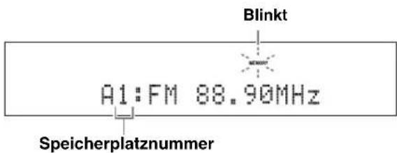 YAMAHA YAS81 - Drucken Sie +/- , um eine Speicherplatznummer (1 bis 8) bei blinkender MEMORY-Anzeige auszuwahlen. - 1
