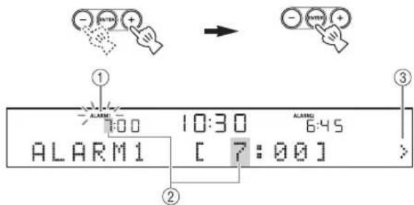 YAMAHA TSX130 - Ajuste la hora de la alarma. - 1