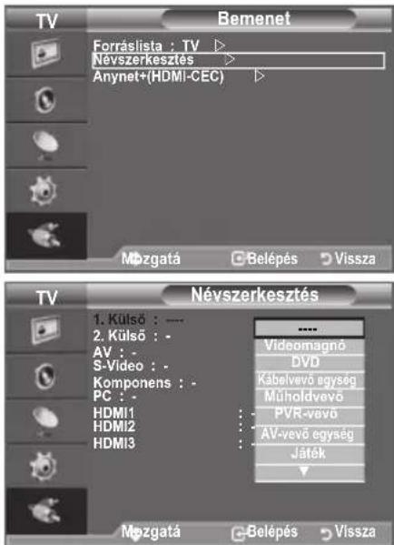 SAMSUNG LE40A4577C1DXXC - A bemeneti forrásnevek szerkesztése - 1