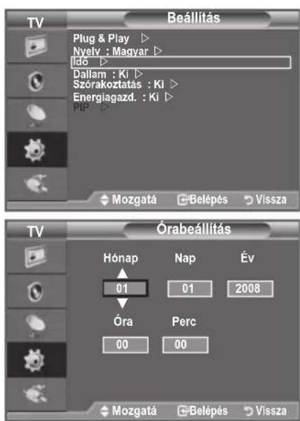 SAMSUNG LE40A4577C1DXXC - Az aktuális idő beállításá és megjelenítésé - 1