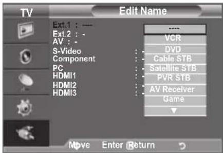 SAMSUNG LE40A4577C1DXXC - Editing the Input Source Names - 2