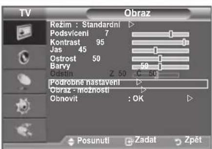 SAMSUNG LE40A4577C1DXXC - Konfigurace podrobnych nastavení obrazu - 1