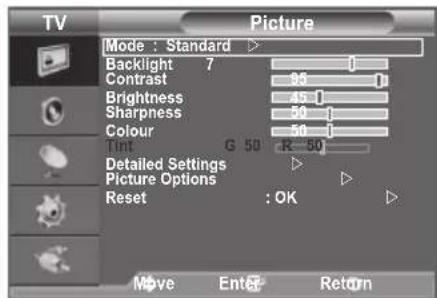 SAMSUNG LE40A4577C1DXXC - Changing the Picture Standard - 5