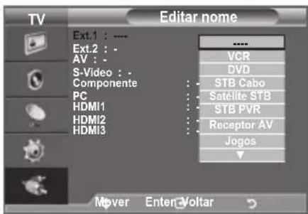 SAMSUNG LE40A4577C1DXXC - Editor os nomes das fontes de entrada - 2