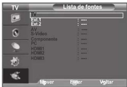 SAMSUNG LE40A4577C1DXXC - Pode fazer uma selecao das fontes externas ligadas as tomadas de entrada do televisor. - 1
